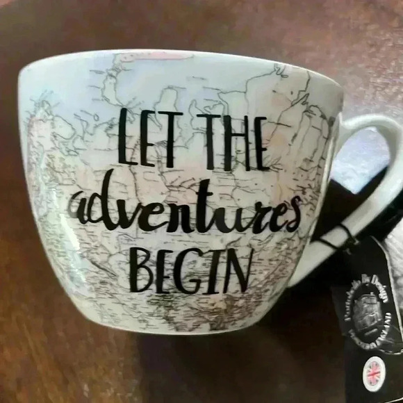 Portobello by Design "Let the Adventure Begin" Oversize CoffeeMug with World Map - Picture 2 of 7